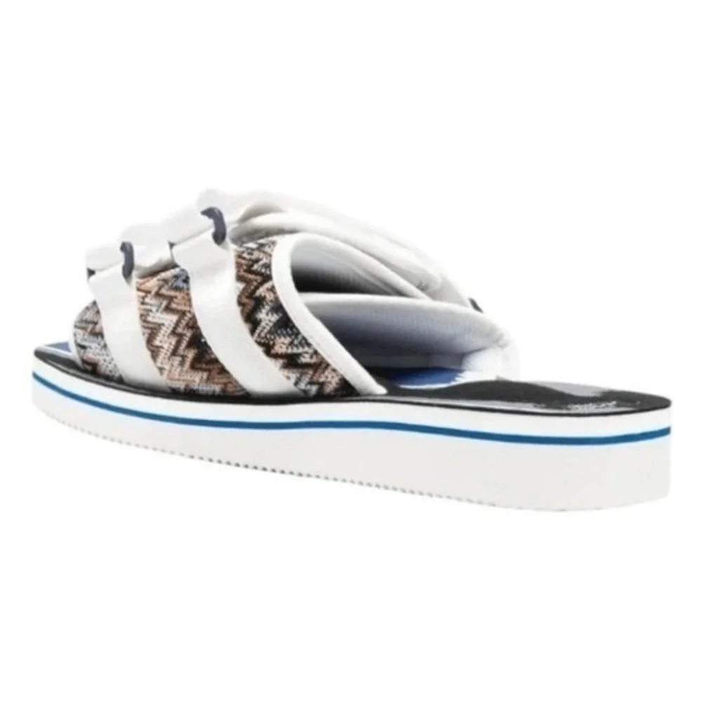 Missoni X Suicoke Collab Moto Slide Sandals White Zig Zag Pattern Slip-On 16